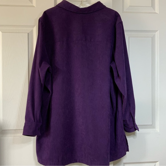 Roaman’s Plus Size Faux Suede Button Down Long Sleeve Shirt 1X - Picture 5 of 16